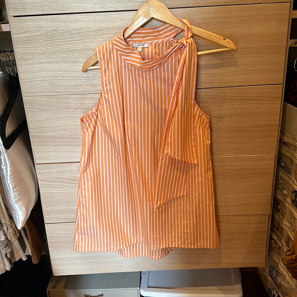 Tyler Boe striped shirt with bow